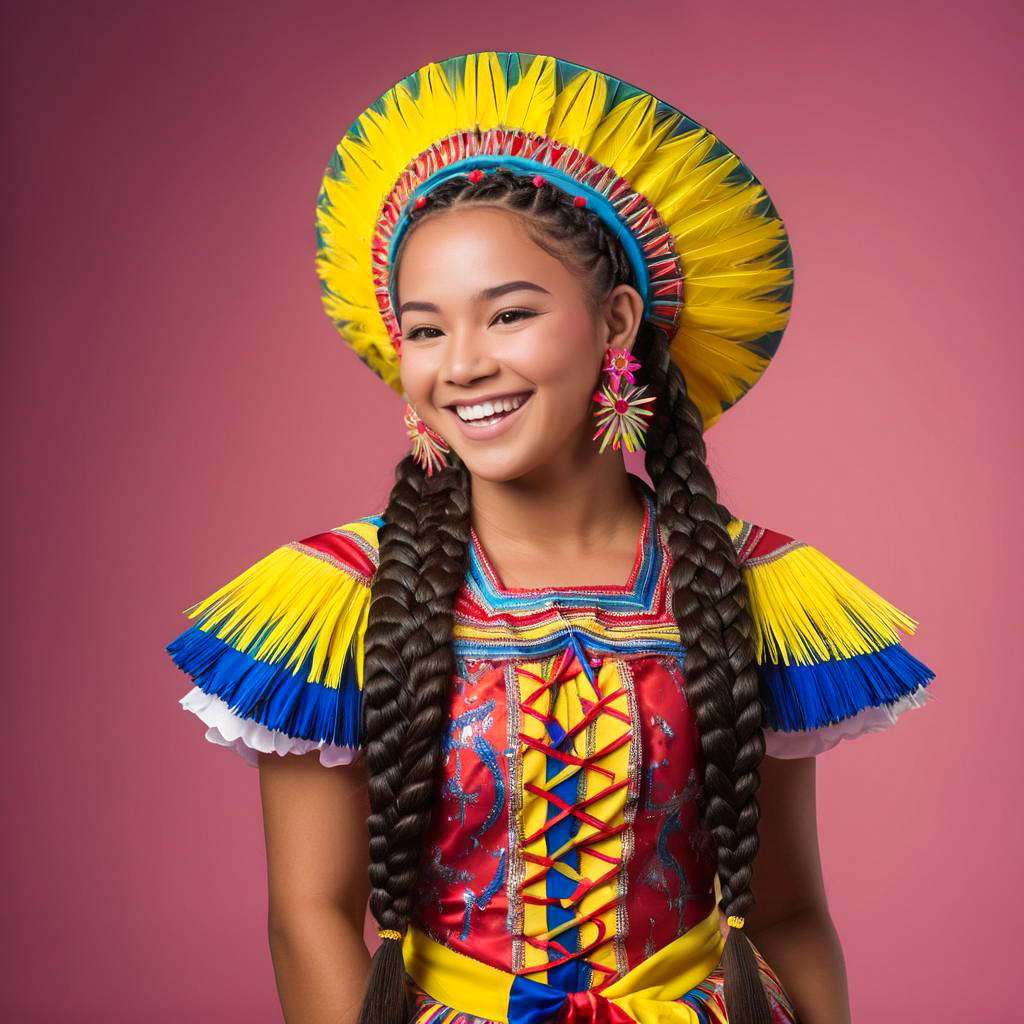 Vibrant Carnaval Girl in Traditional Costume