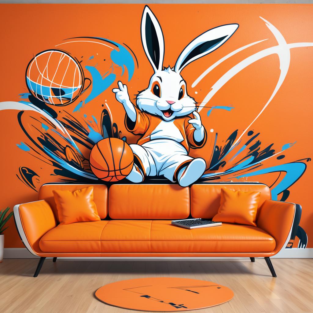 Energetic Rabbit in Graffiti Style