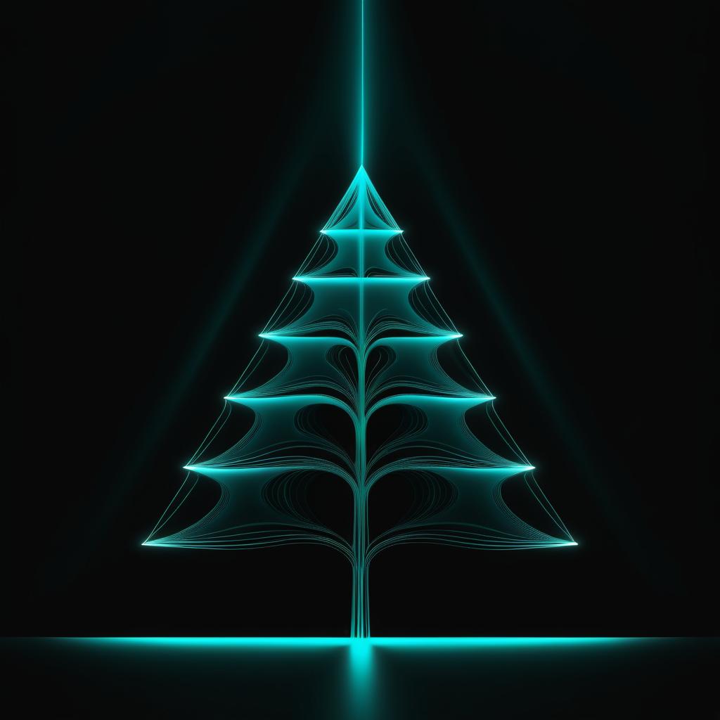 Elegant Teal Tree Light Painting Design