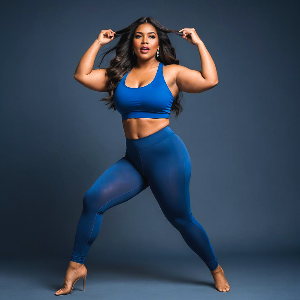 Elegant Surprise: Dancer in Blue Leggings