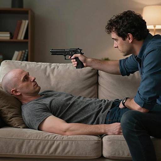 Dramatic Scene of Tension in a Room