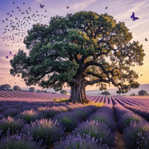 Serene Dawn Over Lavender Fields Serene Dawn Over Lavender Fields