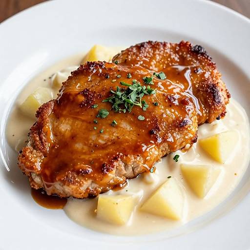 Glazed Pork Chops with Creamy Potatoes