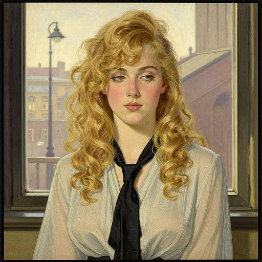 Vintage Portrait of Thoughtful Blonde Woman