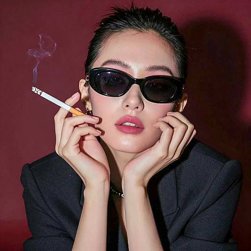 Pale Woman with Cigarette and Sunglasses