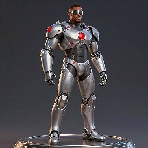 Futuristic Warrior in Robotic Armor