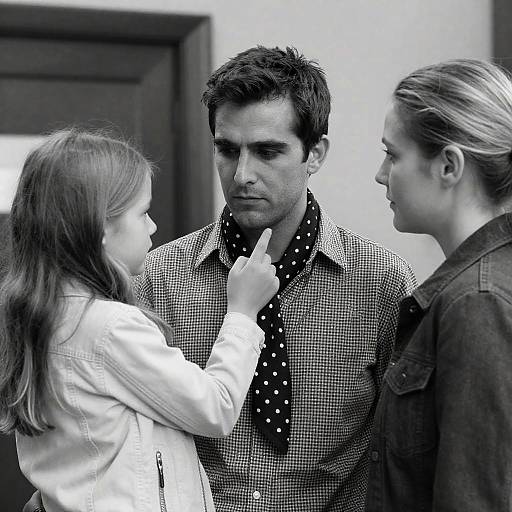 Emotive Black-and-White Portrait of Three