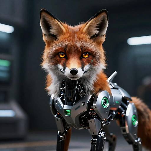 Futuristic Robotic Fox with Realistic Fur