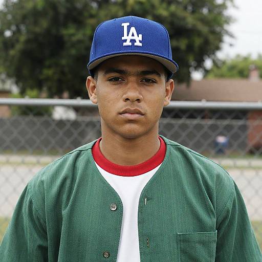 Young Man in Dodger Cap Portrait