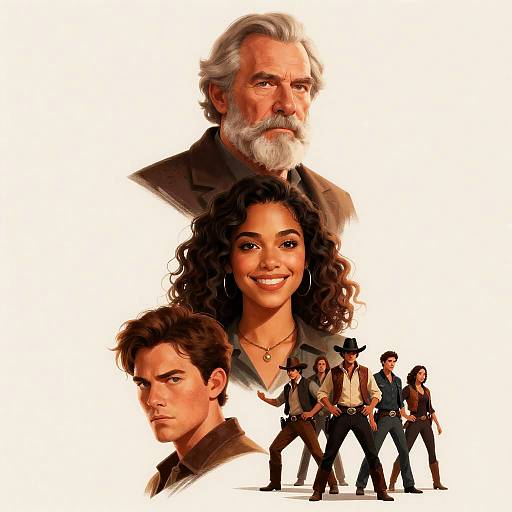 Four Icons of Cinema Illustrated Together