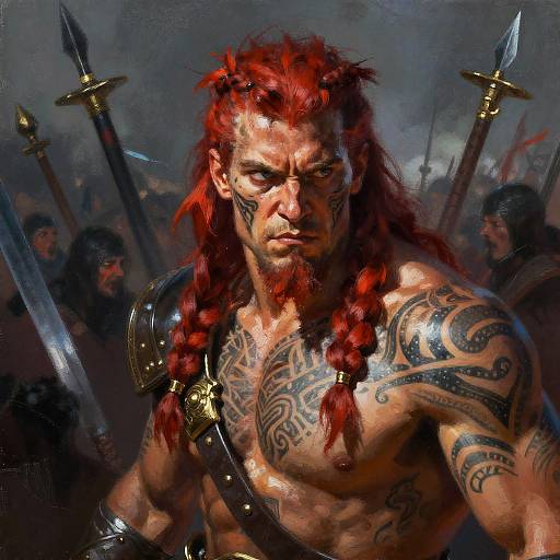 Fierce Barbarian Warrior in Storm