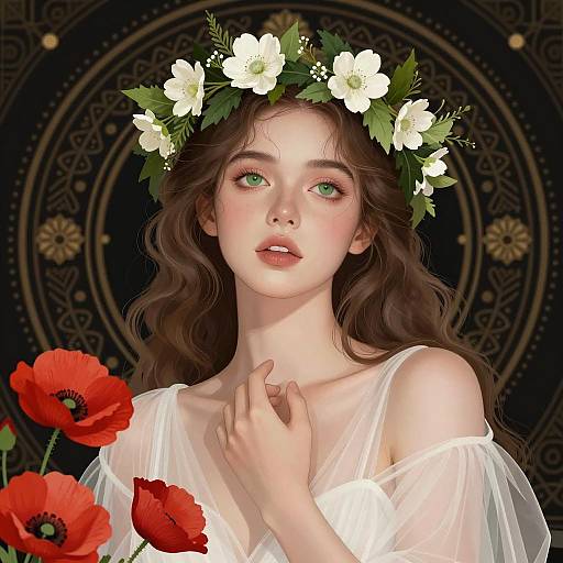 Enchanted Woman in Floral Elegance