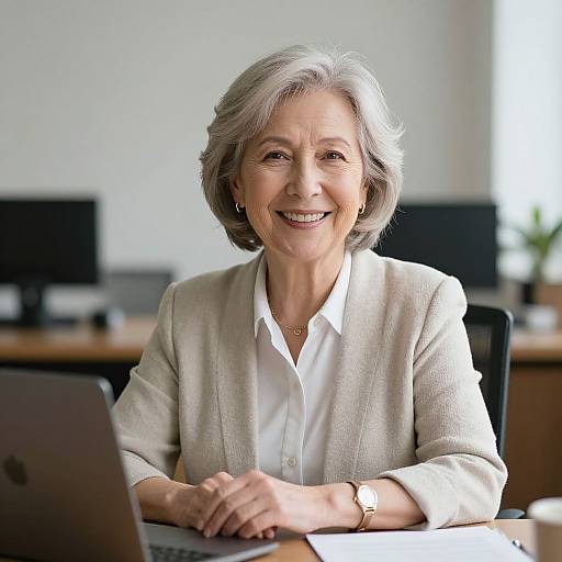 Smiling Older Woman in Office