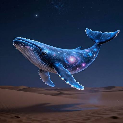 Luminescent Whale Over Desert