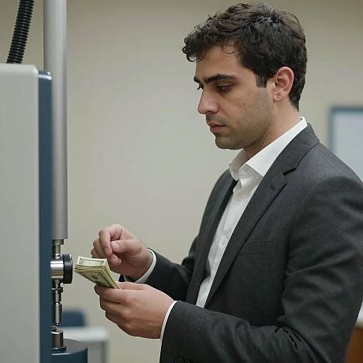 Serious Man with Machine and Cash