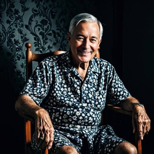 Elderly Man in Vintage Floral Dress