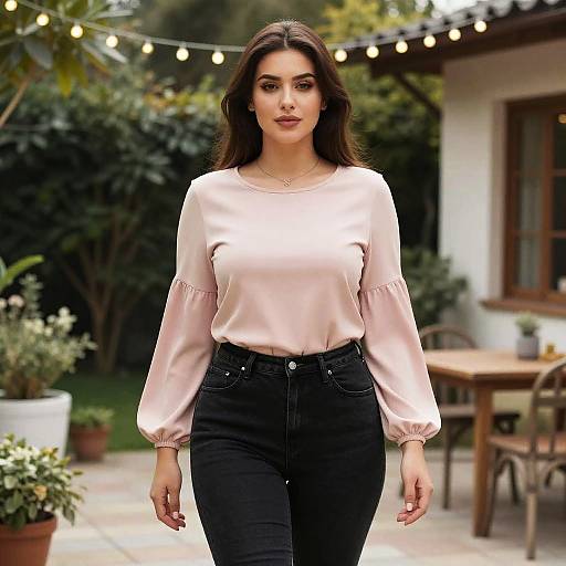 Curvy Woman in Ufotable Style Garden