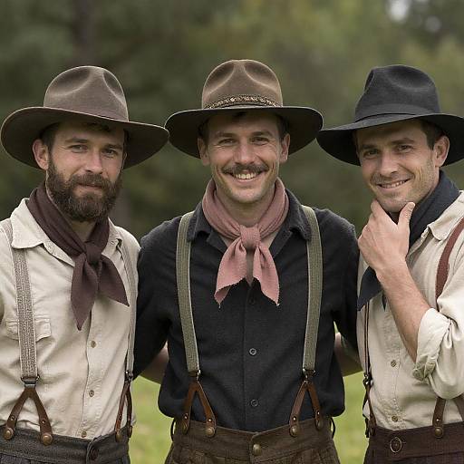 Three Rugged Men in 19th-Century Fashion
