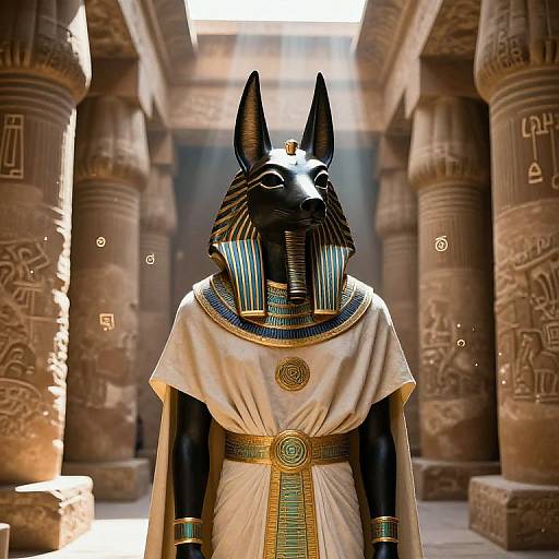 Mysterious Figure with Egyptian Jackal Mask