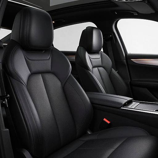 Sleek Black Leather Car Upholstery