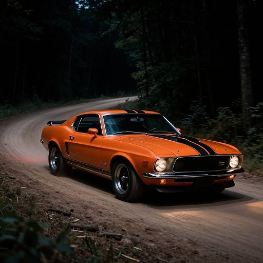 Night Macro of Classic Orange Mustang
