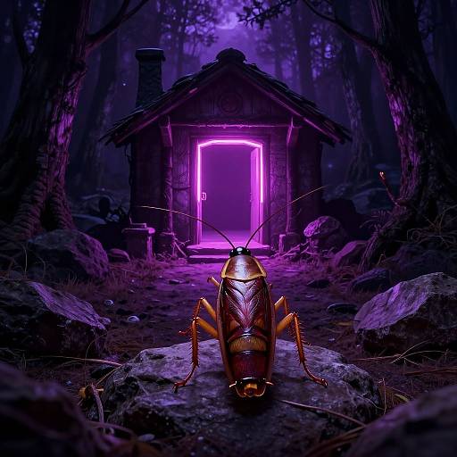 Photorealistic American Cockroach in Forest