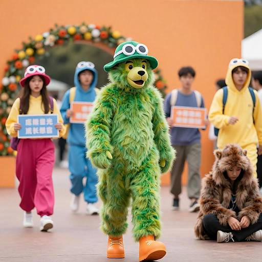 Vibrant Costume Parade with Colorful Characters