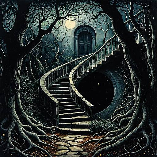 Midnight Spiral Staircase to Ominous Portal