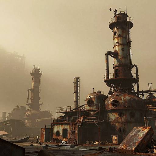 Cyberpunk Fossil in Industrial Wasteland