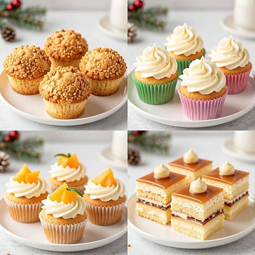 Four Distinct Cupcake Styles Collage