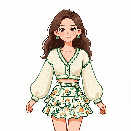 Boho-Chic Woman in Embroidered Outfit