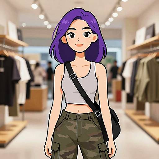 Smiling Woman in Casual Streetwear