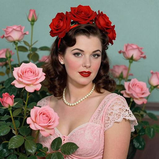Glamorous Pin-Up with Rose Headband
