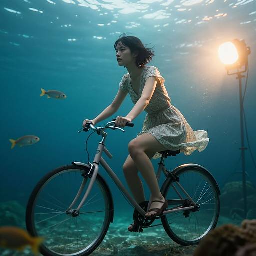 Underwater Bicycle Portrait in Cinematic Light