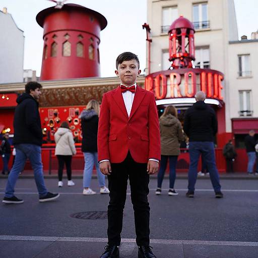 Boy in Red Moulin Rouge Outfit