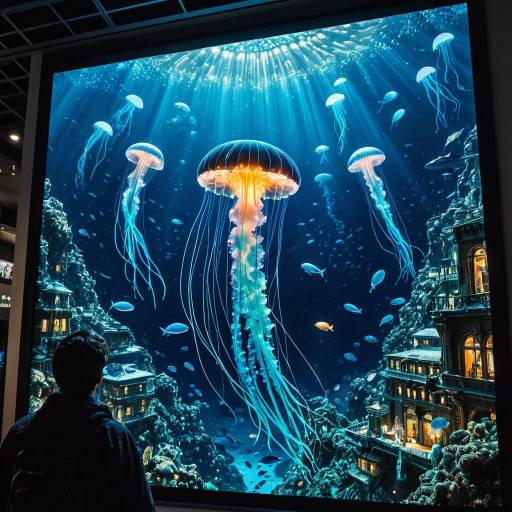 Glowing Jellyfish and Underwater City Installation