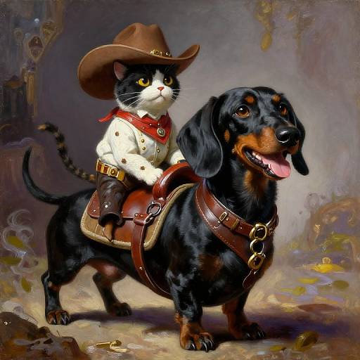 Sci-Fi Dachshund Cowboy Fantasy Art