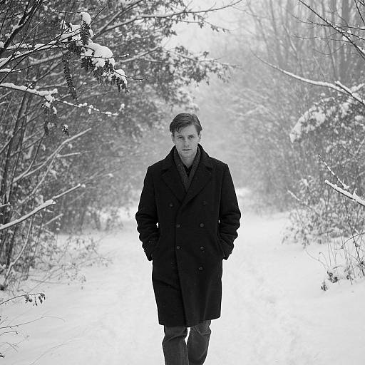 Solitary Man in Winter Woods