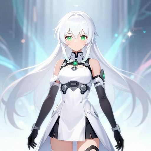 Futuristic Anime Girl with White Hair