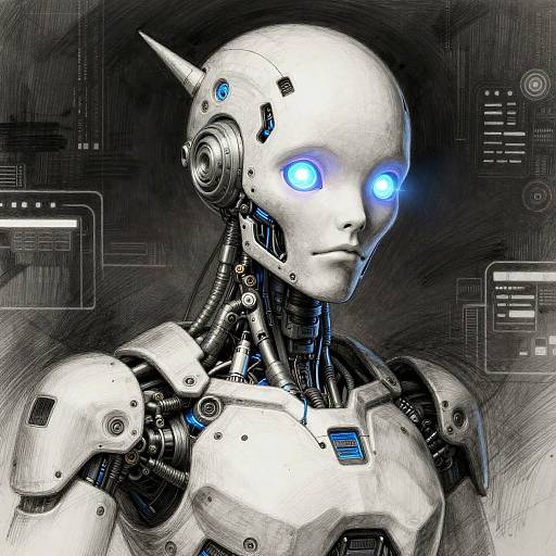 Cybernetic AI Caricature with Neon Glow