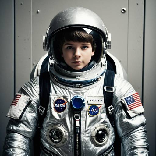 Boy in Silver NASA Spacesuit