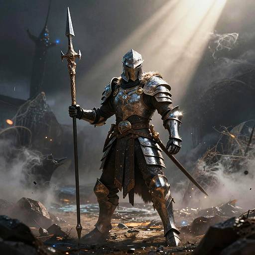 Epic Armored Falcon Cavalryman Scene