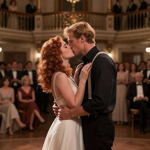 Passionate Ballroom Kiss Between Couples