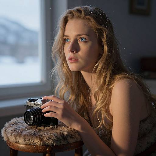 Ethereal Winter Portrait of European Woman
