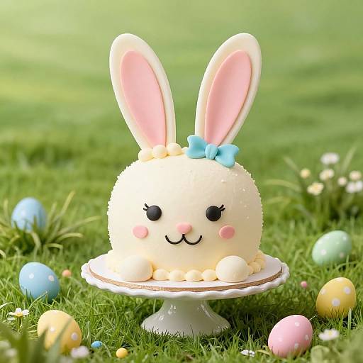 Whimsical Easter Bunny Cake Scene
