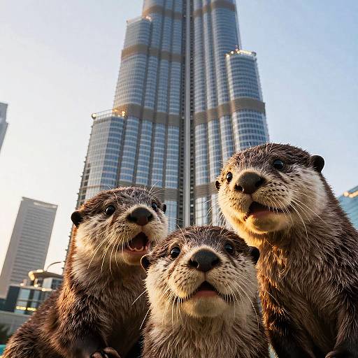 Otter Selfie at Burj Khalifa Sunset