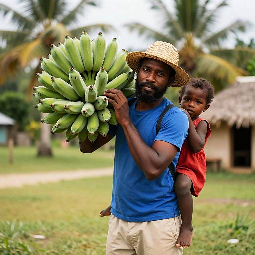Tropical Journey with Bearded Man and Child