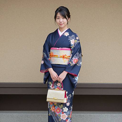 Woman in Traditional Kimono Pose