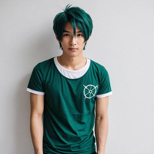 Young man in dark green cosplay shirt