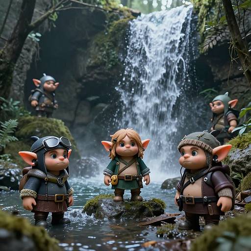 Cute Kobolds at Underground Waterfall